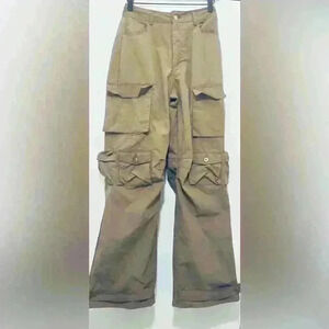 Forever 21 Nylon Baggy Cargo Pants, Women’s Size Small, Khaki